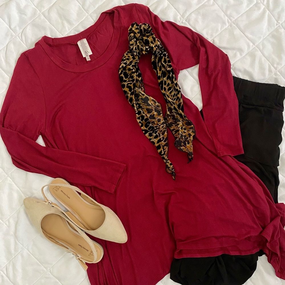 Burgundy Shark bite Hem Tunic